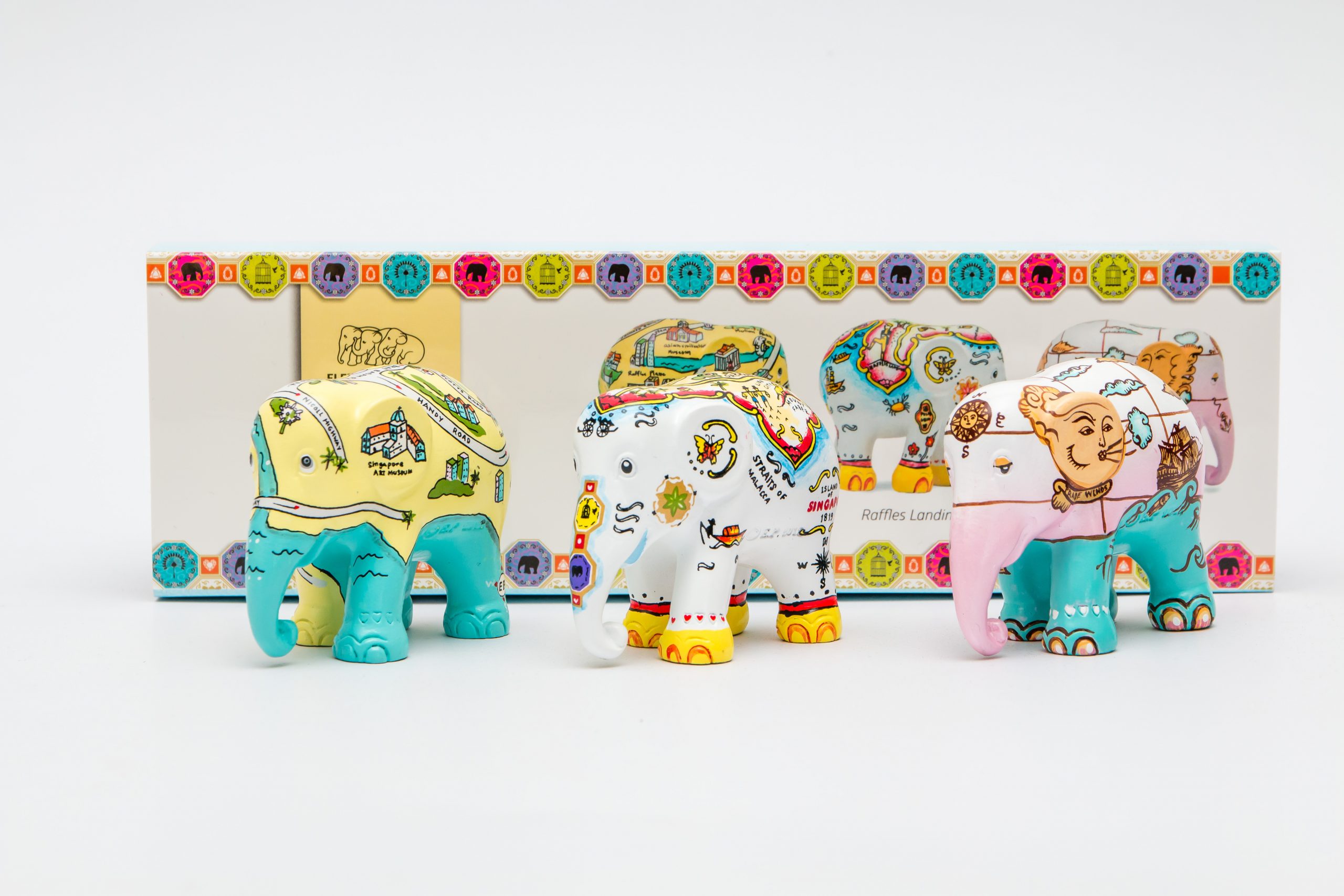 Singapore Stories Elephant Parade 3 Pack Giftbox - get the perfect Singapore leaving gift at The Cinnamon Room